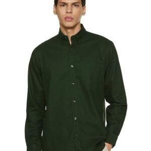 Allen Solly Men's Cotton Regular Fit Solid Casual Button Down Collar Shirt