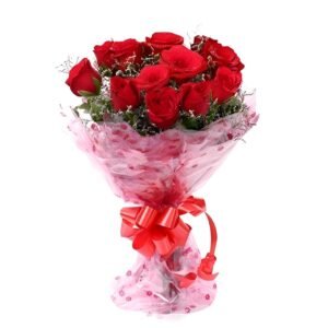 Fresh Live Flower Bouquet of Roses For Birthday Gift, Anniversary Gift, Wedding Gift, Farewell Gift & Gift For Special Occasions (Same Day Delivery) (Red, Bunch of 8)